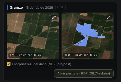 Footprint real del daño por granizo, NDVI pre y post