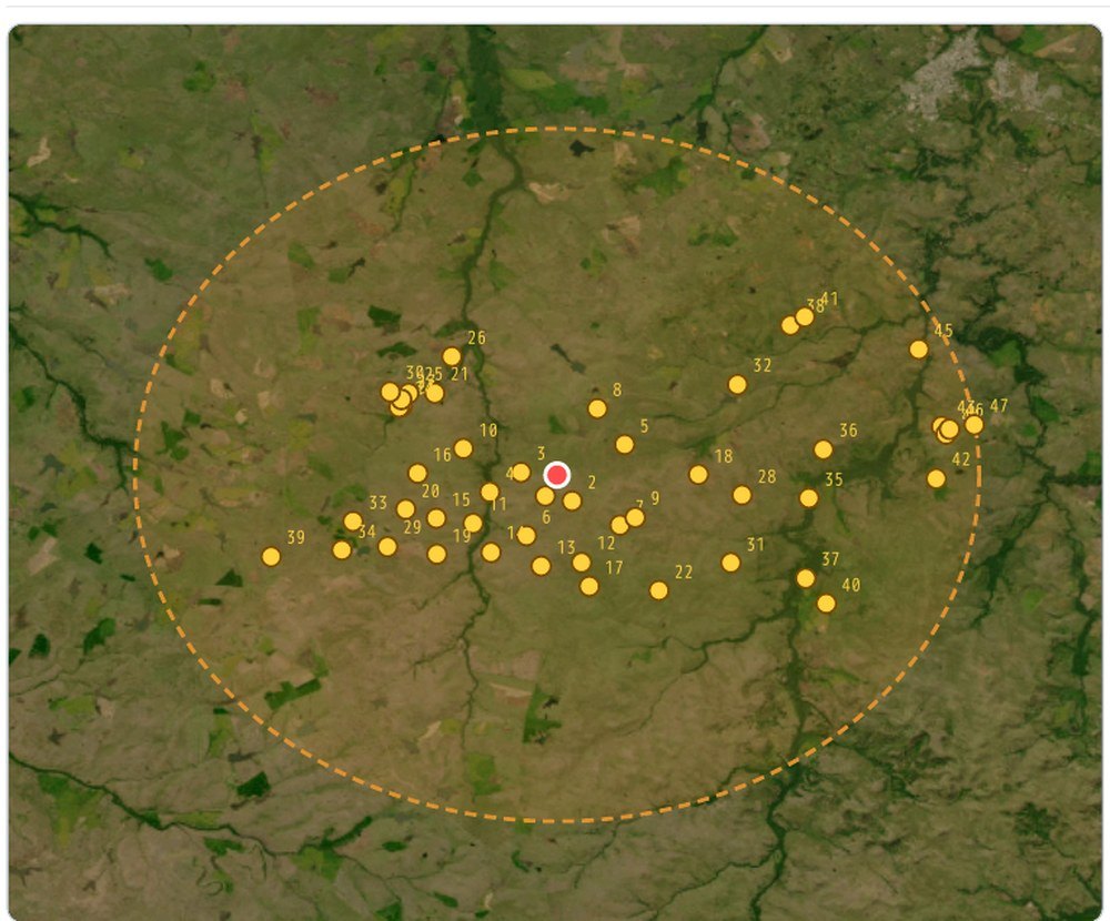 Mapa de flashes detectados por GLM